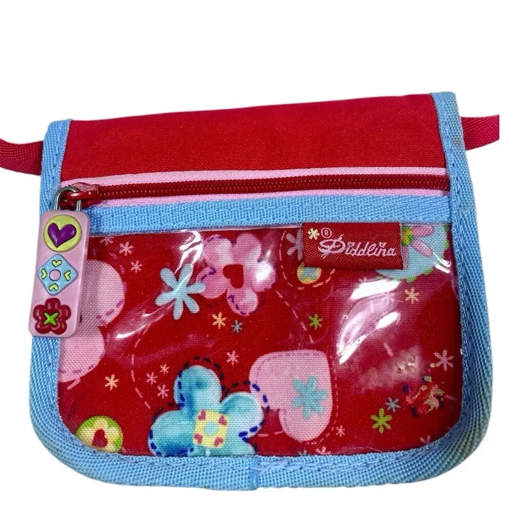 Vintage‎ DIDDL & DIDDLINA Kids Handbag Purse Wallet Mini Red Floral Girls Canvas